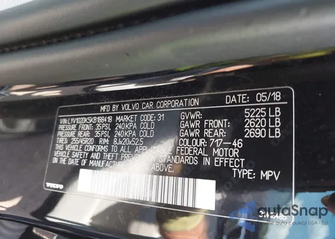 2019 Volvo Xc60 T5 Momentum z USA, uszkodzony, nr VIN LYV102DK5KB188418